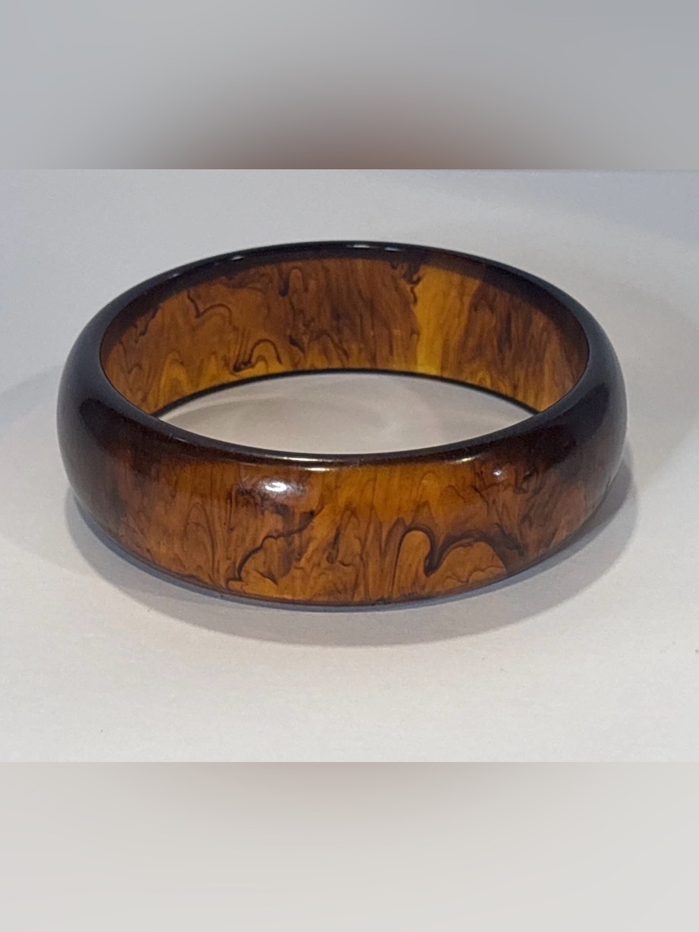 Vintage Bakelite Bangle Marbled Root Beer Bracelet Tested